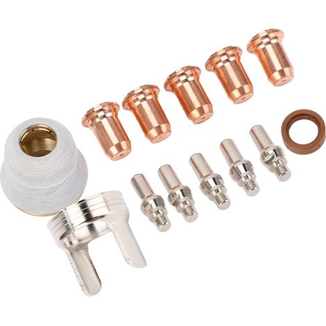 13 pièces de consommables pour découpeur plasma : électrodes de 1,0 mm, buses, anneau de tourbillon, entretoise à double pointe pour IPT-60, PT-60, IPT-40 et PT40 (1/5)