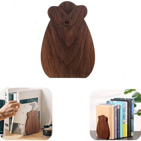 Serre-livres antidérapants - support à livres et magazines avec rangement pour bureau, brun, 12 x 15 cm (1/5)