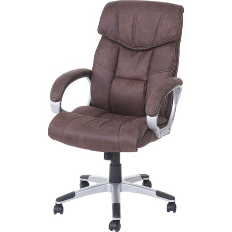 Fauteuil chaise de bureau sur roulettes pivotante tissu aspect daim marron vintage 040001806