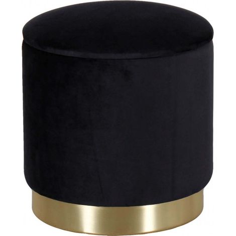 Pouf Contenitore Rotondo In Velluto Nero (1/2)