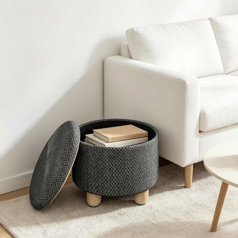 Tabouret rond de rangement pratique pour chaussures et marchepied – fonctionnel, compact et design (1/4)