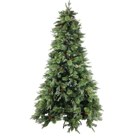 Albero di Natale folto ARTIFICIALE REALISTICO BYRON conifere con pigne in PE PVC altezza 180 cm (1/4)