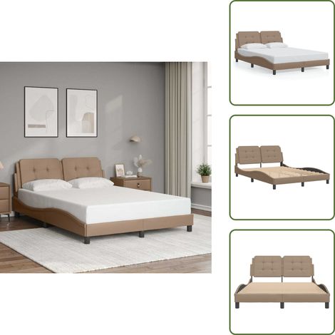Bettgestell mit Kopfteil Cappuccino-Braun 140x200 cm Kunstleder - Bettsofa - Doppelbett - Boxspringbetten - Lattenrost - Bettgestell (1/5)