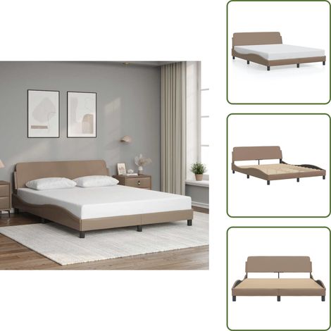 Sommeil - vidaXL Cadre de lit Dover cappuccino 160x200 cm similicuir - Matelas (1/5)