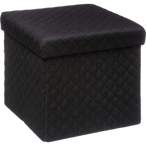Coffre de Rangement Pouf Pliable Noir 31cm - SILUMEN (1/2)