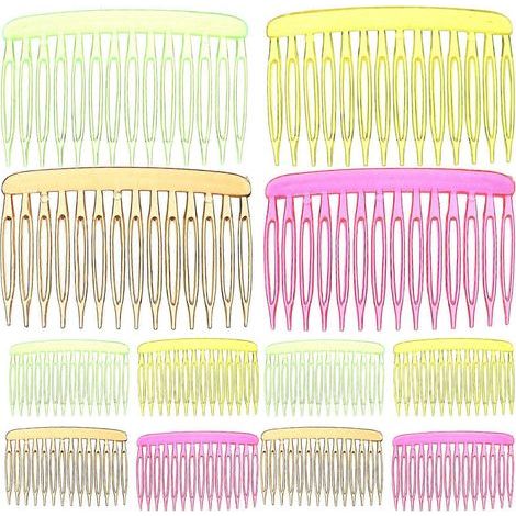 Set mit 12 farbenfrohen Haarkämmen aus Kunststoff im Vintage-Stil, kleine Seitenkämme für Damen (Farbe zufällig) – 7,00 x 4,20 x 0,80 cm (1/4)