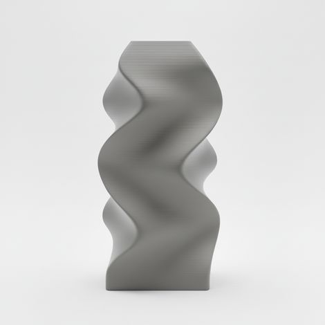 Vaso decorativo ondulato grigio per fiori, forma a spirale, elegante