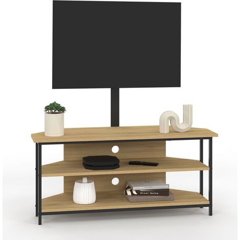 TV-Möbel 100 cm TV-Eckmöbel DETROIT mit Regalen und verstellbarer TV-Halterung von 32 bis 70 Zoll Industriedesign