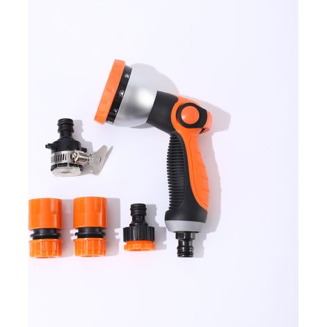 Lance d'arrosage pour tuyau de jardin — Modèle robuste en métal, 10 modes de jet, valve marche/arrêt à commande par le pouce — Pulvérisateur haute pression-DELKEVIC (1/5)