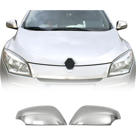 Coques de Rétroviseurs pour Renault Megane 2008-2015 en Acier Chromé Argent