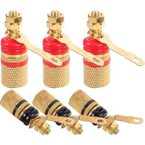 eurs de Bornes en Cuivre Plaqué Or Câblage Pratique et Résistant la Déformation 6 Pièces, 4mm pour Haut-Parleur Adaptés pour Amplificateur (1/5)