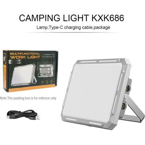 Lampe de camping LED pour tente - Projecteur rechargeable - Éclairage de secours extérieur haute puissance - Étanche - Portable (1/5)