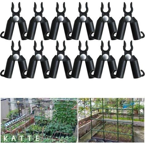 Pair Lot de 12 connecteurs pour treillis de jardin, plantes, auvents, support de fixation commun pour cage à tomates (11 mm)
