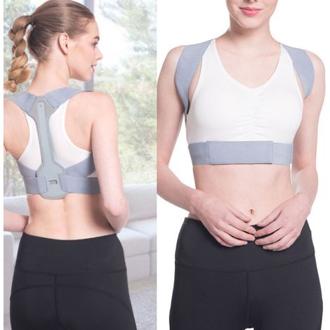 Correcteur de Dos Homme Femme - Soutien Dorsal Ajustable Gris pour Améliorer la Posture Taille S (1/5)