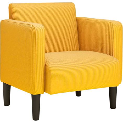 Canapé-chaise accoudoirs jaune foncé 54 cm tissu velours côtelé (1/5)