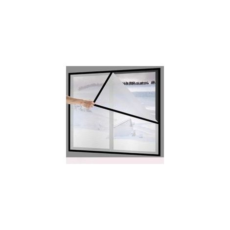 (L 100 x H 100 cm)Kit d'isolation pour fenêtres Film plastique d'intérieur pour l'hiver, résistant à la déchirure, avec bande auto adhésive (1/4)