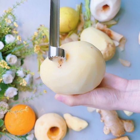 Rosso - Pelapatate telescopico per frutta e verdura - Snocciolatore multifunzionale in acciaio inox per mele - Rimuovi torsolo per mele - Utensile da cucina 2 in 1 per la casa - Strumenti da cucina (1/4)