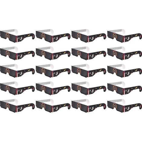 Packung mit 20 Sonnenfinsternisbrillen mit schädlichen Lichtfiltern, Papierrahmen, zertifiziert nach ISO 12312-2. Optimaler Augenschutz vor schädlichem Licht. (1/5)