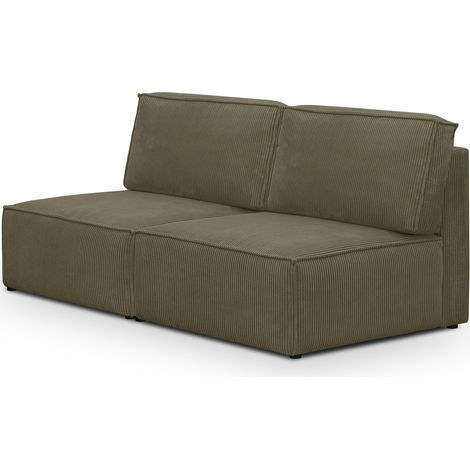 Module canapé 2 places en velours côtelé vert kaki - Harper Mod (1/3)