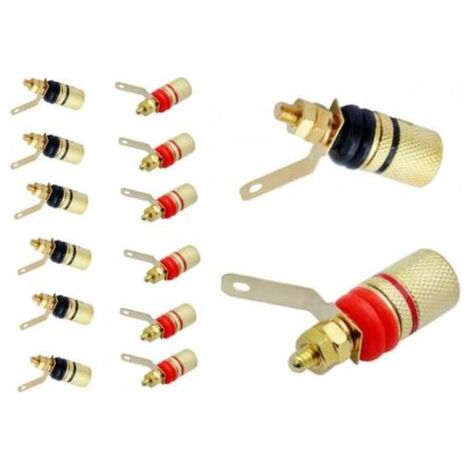 Lot de 12 4mm Fiche Banane Douille, Fiche Banane Femelle, 4mm fiche Enceinte, Haut-Parleur Reliure Femelle Post Socket Jack, Plaqué Or embase Haut Parleur (1/5)