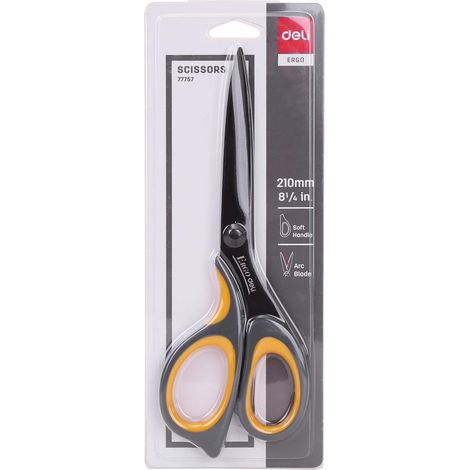 Tijeras Deli Soft Touch gris y naranja 21 cm