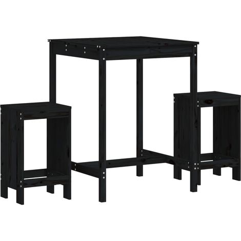 Maison Exclusive - 3-tlg. Gartenbar-Set Schwarz Massivholz Kiefer