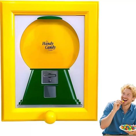 Cadre distributeur de bonbons mural, pour friandises, noix et récompenses animaux. À fixer au mur ou poser sur une table (Jaune) (1/5)