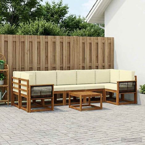 vidaXL Outdoor-Sofagarnitur mit Kissen 6 pcs Natur und Creme (1/5)