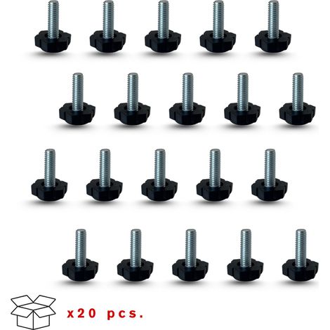 20 Pieds Réglables Avec Base Hexagonale En PE Ø17 Mm Avec Tige Fixe M6x17mm – Idéal Pour Maison, Bureau Et Industrie, Meubles, Tables, Armoires, Cuisines – Made In Italy (1/5)