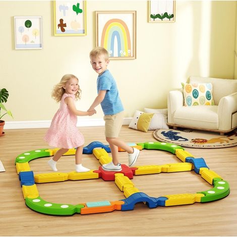 Percorso di equilibrio per bambini, 25 pezzi in plastica multicolore, 176 x 176 x 10,5 cm (1/5)