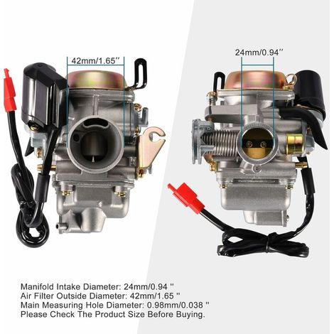 Carburatore PD24J da 24 mm, ricambio per GY6 4 tempi 125 cc 150 cc ATV Go Kart Ciclomotore e Scooter H242 (1/4)