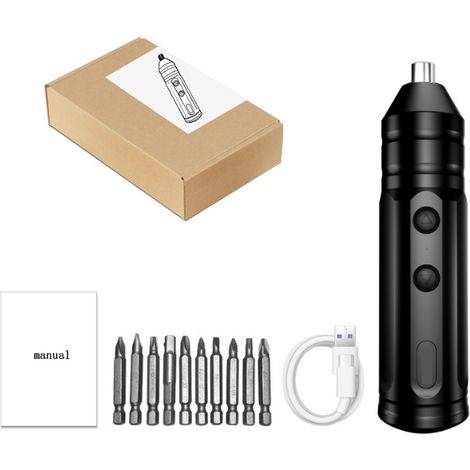 APEX Tournevis sans fil 4,2 V - Comprend 10 embouts de tournevis,  un câble de charge，220r/min (1/5)