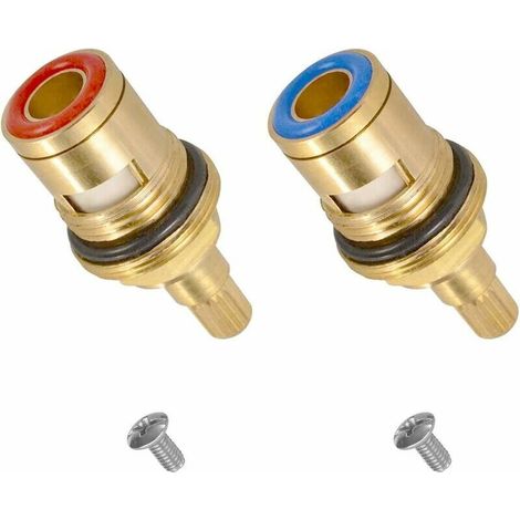 Rnemitery – Lot de 2 cartouches de robinet en céramique 1/2 pouce – Laiton massif – Compatible 75% des robinets – Installation facile