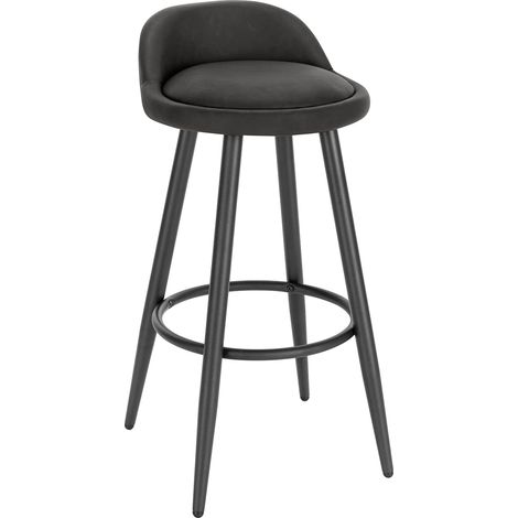 Woltu – Tabouret de bar avec dossier et repose-pieds – Similicuir anthracite – Hauteur 70 cm – Confort optimal pour cuisines et bars (1/5)
