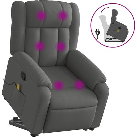 Maison Exclusive - Poltrona Alzapersona Massaggi Reclinabile Grigio Scuro Tessuto