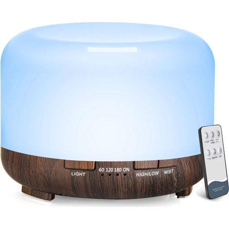 Diffusore di oli essenziali da 500 ml con telecomando, umidificatore per aromaterapia, diffusore per la casa, diffusore di oli essenziali per stanze grandi, 7 luci (1/5)