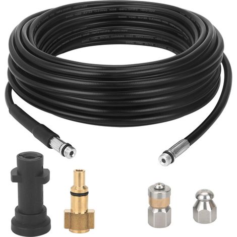 Kit tuyau de vidange 15m 180 bars pour nettoyeur haute pression Karcher K2-K7,avec buse jet droit et buse rotative (1/5)