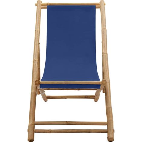 Maison Exclusive - Liegestuhl Bambus und Canvas Marineblau (1/5)