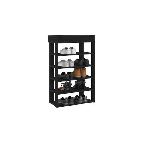 Étagère à chaussures noir 60x30x98 bois d'ingénierie (1/5)