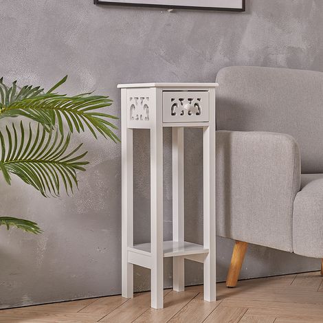 Tall Side Table Hall Furniture Wood Console, White