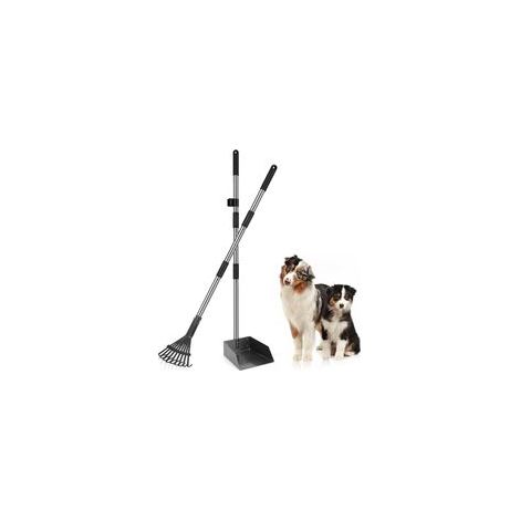 Dog Poop Scoop, Adjustable Long Handle, Metal Paddle, Rake, Shovel, for Large, Medium, and Small Dogs, for Grass, Dirt, Gravel - Set of 2 - Pack (1/5)