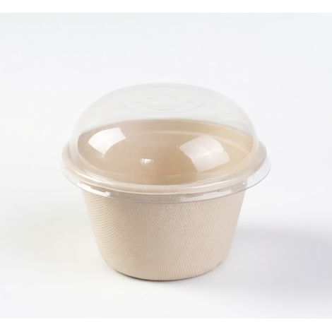 Bol jetable 550 ml grande ouverture avec couvercle en dôme transparent