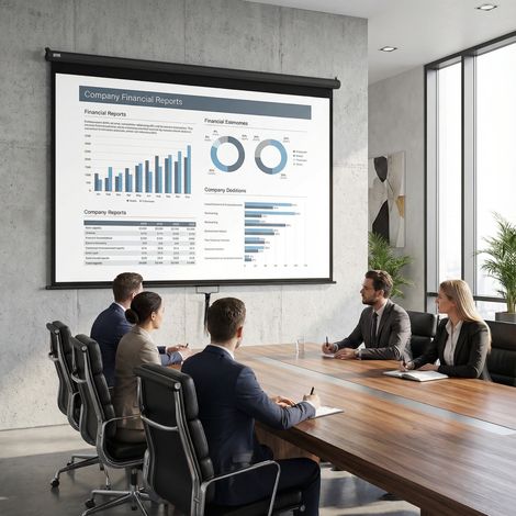 Pantalla de proyección HD 4K de 120" (formato 4:3), carcasa metálica, altura ajustable manualmente, 244 x 183 cm, color negro. (1/5)