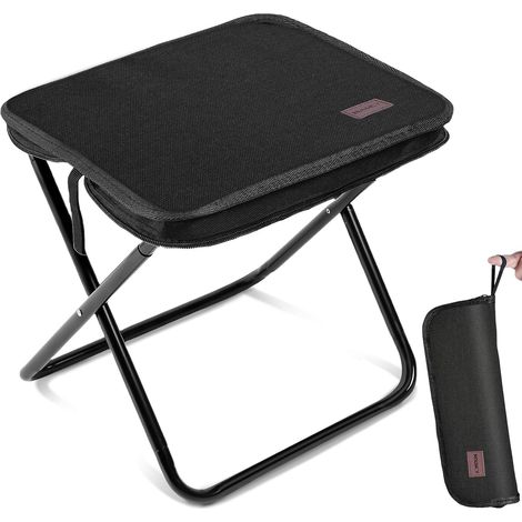 Tabouret Pliant Portable, 33×26,5×32 cm Tabouret de Camping Ultra Léger, Charge 120 kg, Chaise Pliante Camping pour Barbecue, Jardin, Randonnée et Pêche, Noir (1/5)
