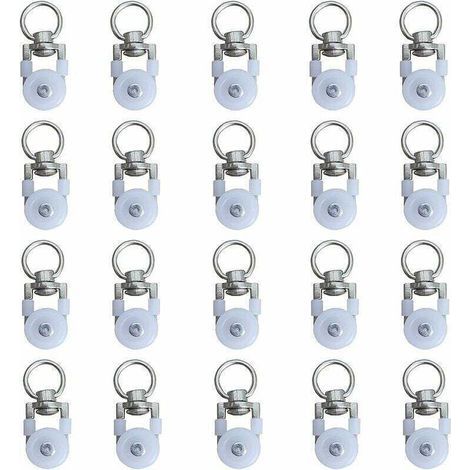 20 Stück Gardinenschienenrollen, Schienenrollen, Gardinenstangengleiter, geräuschlose Rollen, Doppelschienen-Fenstergardinenschienenrollen