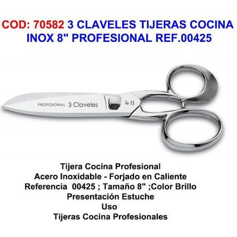 FPLUS 3 claveles tijeras cocina inox 8 profesional ref.00425