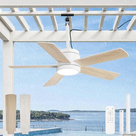 106CM Outdoor Ceiling Fan with Light IP65 Waterproof Ceiling Fan Dimmable Fan Ceiling Light with Remote Control Silent Fan Chandelier for Indoor Outdoor Bedroom (1/5)