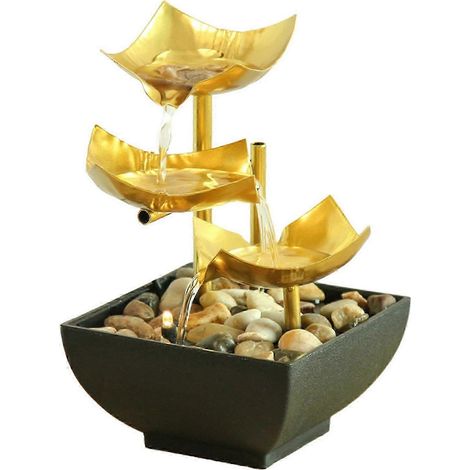 Fontaine à eau de table dorée 3 pour une utilisation intérieure, légère et pratique. (1/4)