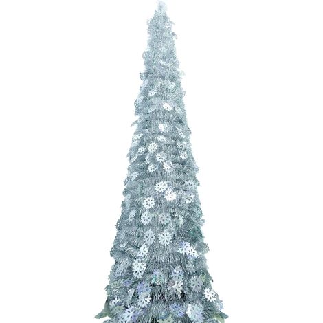 Sapin de Noël Pliable Sapin Artificiel Décoratif à Paillettes en Forme de Flocons 150 cm pour Maison Fêtes Intérieur Extérieur Balcon Appartement (1/5)