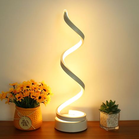 Klassische LED-Tischleuchte mit Spiralform, weiß, dimmbar, Metall, 3 Farbtemperaturen, dekoratives Licht für Wohnzimmer und Büro (1/5)